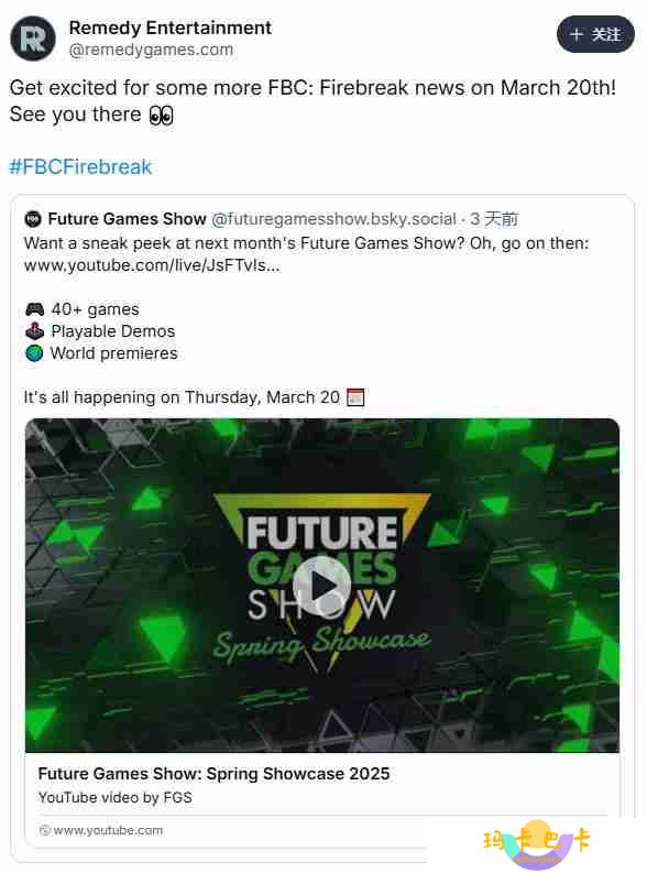 详细阅读:FBC:Firebreak亮相春季未来游戏展,Remedy Entertainment的全新射击冒险即将揭晓 FBC:Firebreak亮相春季未来游戏展,Remedy Entertainment的全新射击冒险即将揭晓